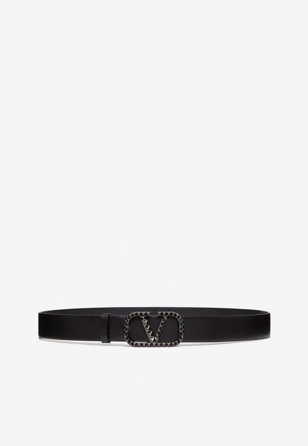 Valentino VLogo Signature Belt in Grained Leather Black 1Y2T0T33DNB 0NO