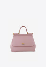Dolce & Gabbana Medium Sicily Calfskin Logo-Plaque Top Handle Bag Pink BB6002 A1001 8H402