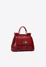 Dolce & Gabbana Medium Sicily Leather Top Handle Bag with DG Crystal Logo Red BB6002 AI742 87515
