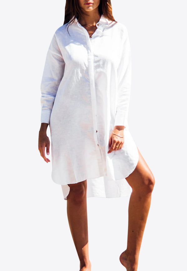 Les Canebiers White Ramade Asymmetric Shirt Dress Ramade-White