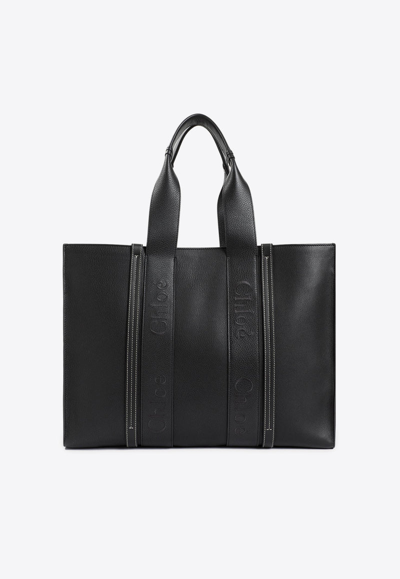 Large Woody Leather Tote Bag