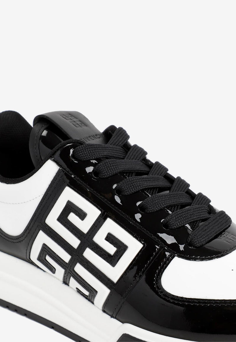 G4 Logo Low-Top Sneakers in Patent Calf Leather