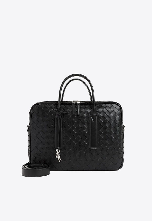 Weekender Top Handle Bag in Intrecciato Leather