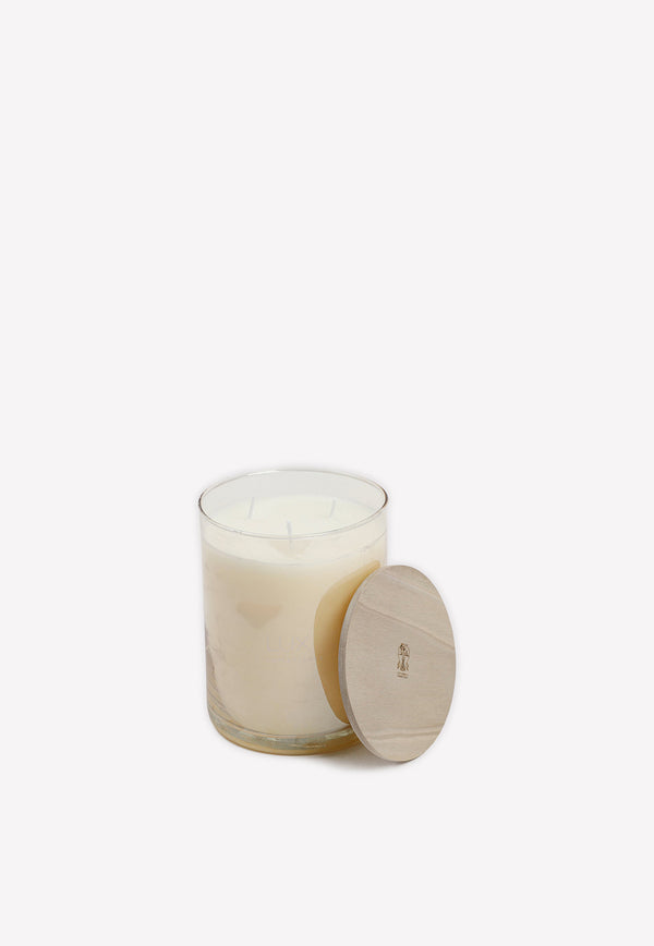 Brunello Cucinelli Lifestyle Lux Scented Candle with Wood Lid 41635258826933 MLCANDVEA4 CQ052 LUX ECRU