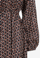 Chain-Pattern Silk Dress