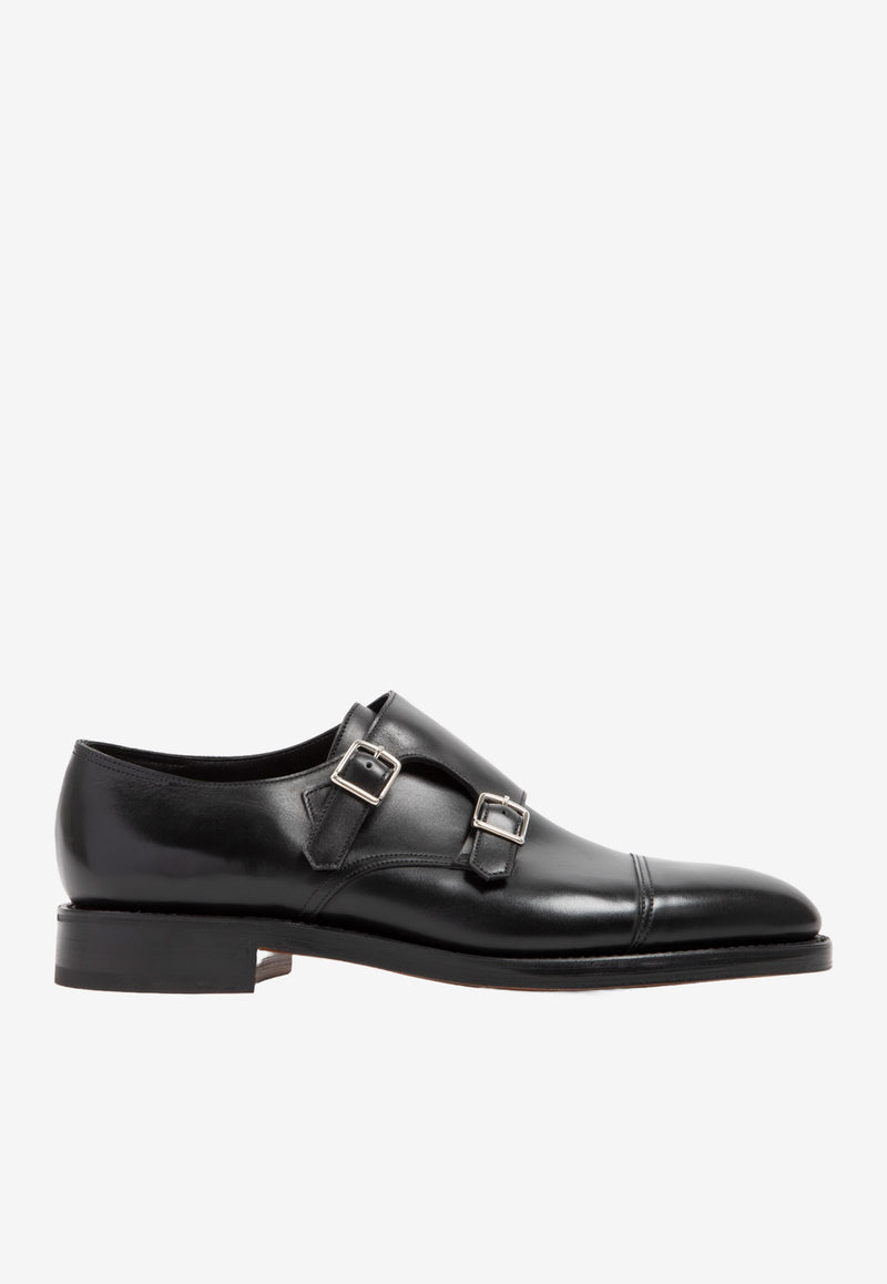 John Lobb Black William Double Buckle Monk Shoes 228032L-1R