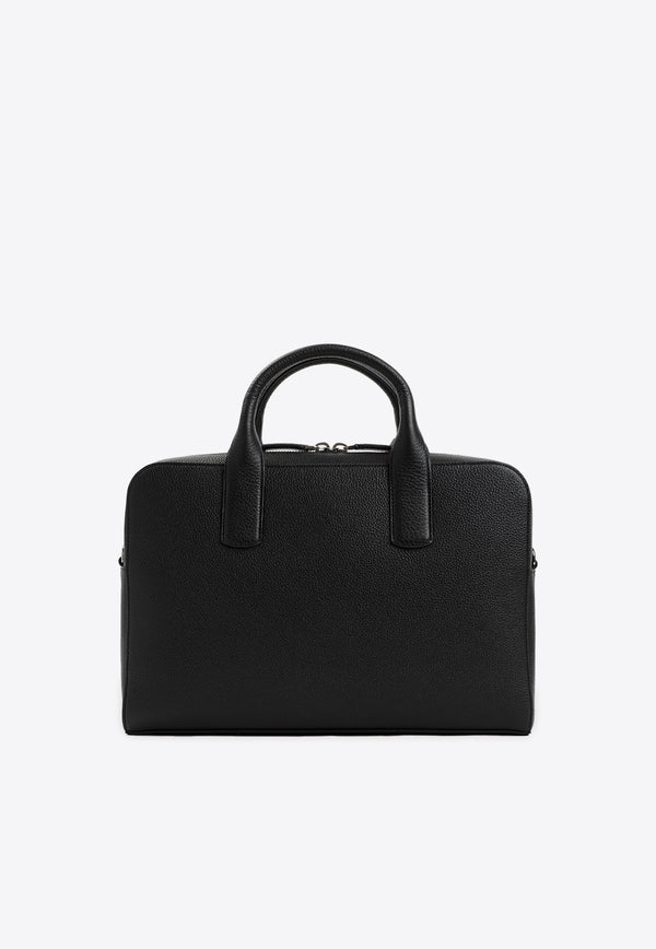 Grained Leather Logo Briefcase