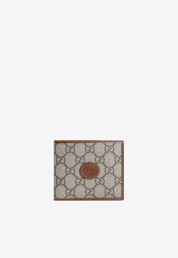 Monogrammed Leather-Trimmed Bi-Fold Wallet