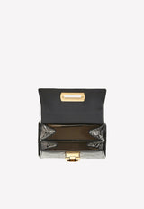 Salvatore Ferragamo Gancini Top Handle Bag in Croc Leather Black 212270 748468 NERO