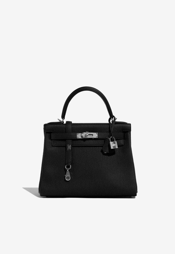 Kelly 28 Top Handle Bag in Black Togo with Palladium Hardware
