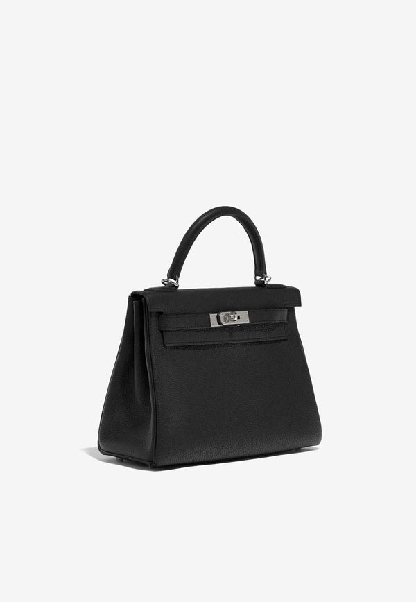 Kelly 28 Top Handle Bag in Black Togo with Palladium Hardware