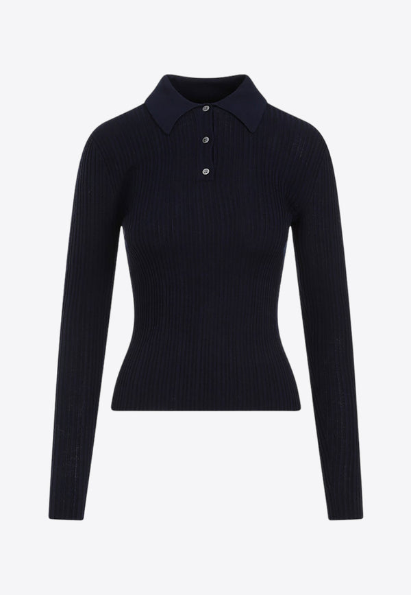 Ribbed Polo T-shirt in Wool Blend