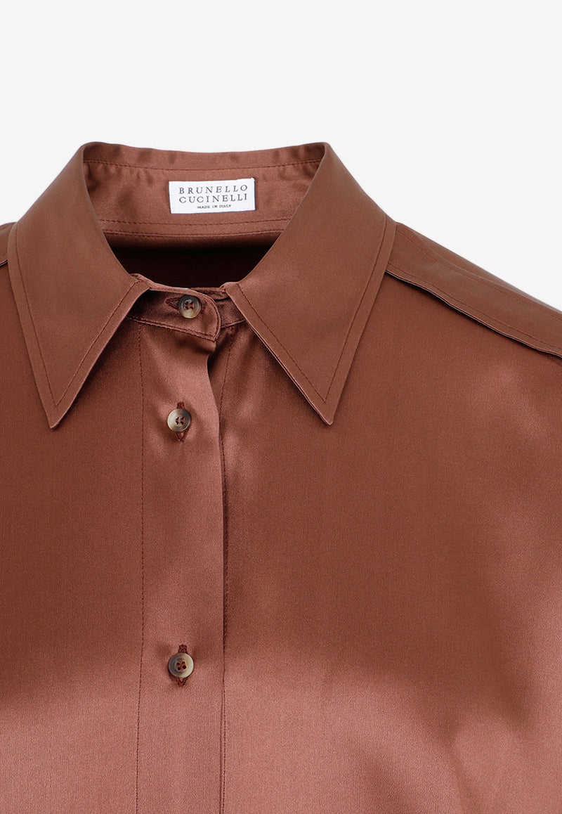 Brunello Cucinelli Button Up Silk Shirt  MPC59RH136 C8645 PALISSANDRO