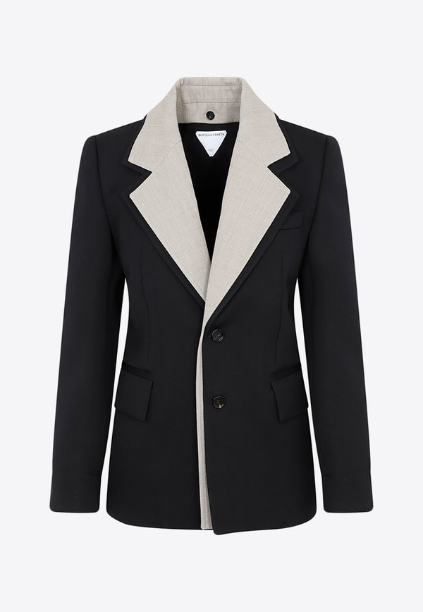 Wool Blazer with Contrasting Collar
