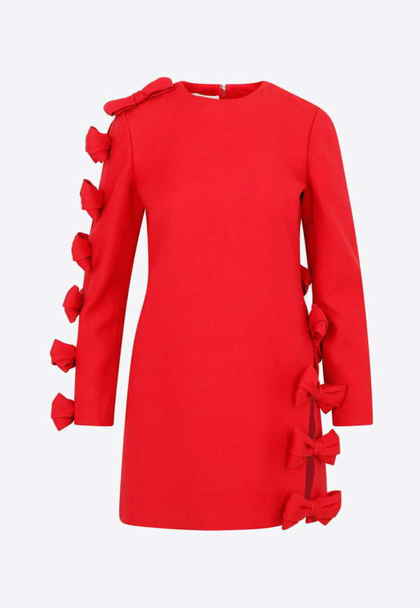 Virgin Wool Bow-Applique Mini Dress