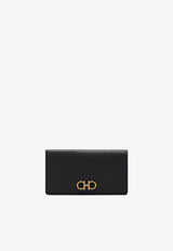 Salvatore Ferragamo Gancini Continental Wallet in Hammered Leather Black 22D779 153 726510 NERO