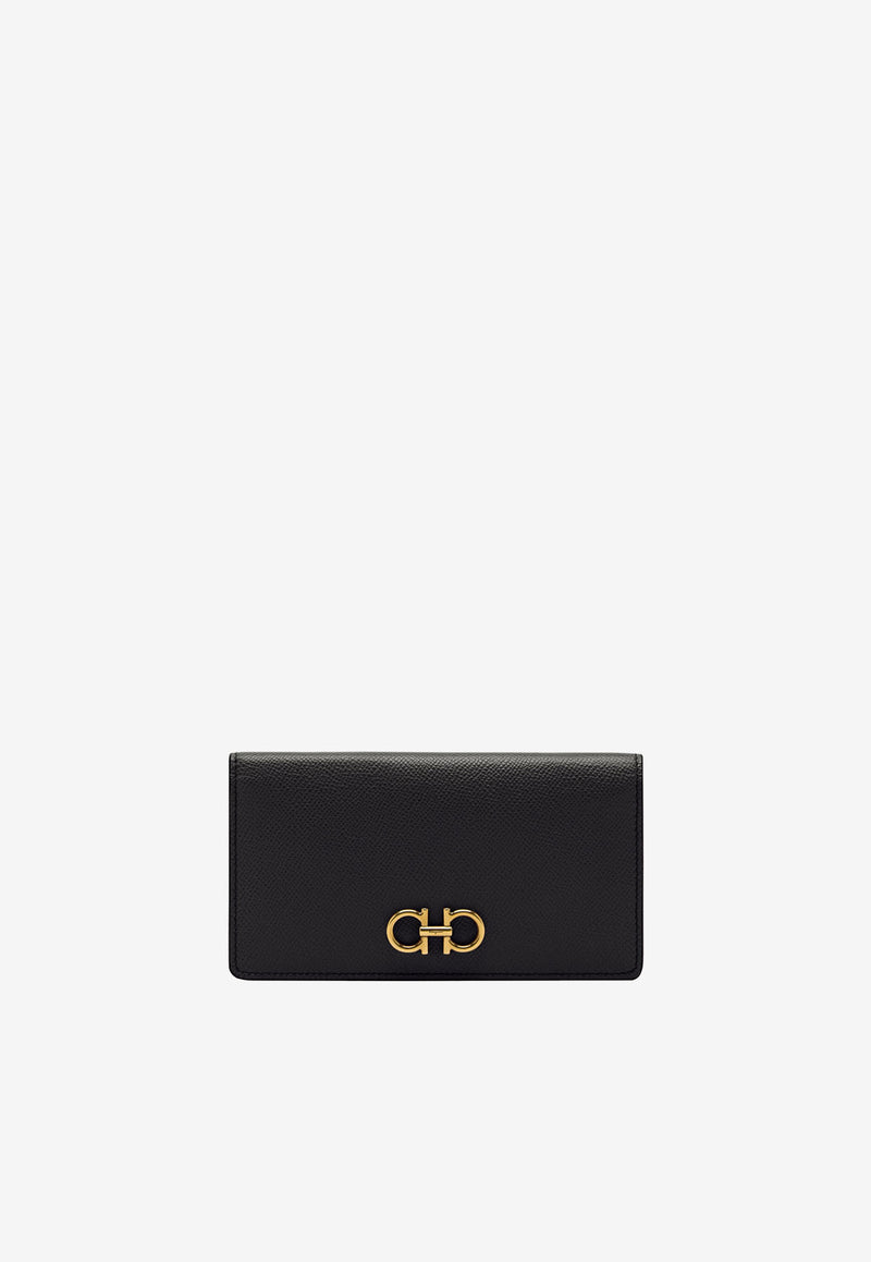 Salvatore Ferragamo Gancini Continental Wallet in Hammered Leather Black 22D779 153 726510 NERO