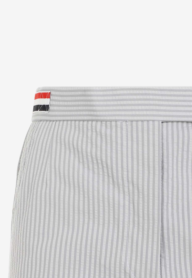 Striped Seersucker Mini Shorts