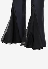 Flared Sheer Pants with Tulle Ruffles