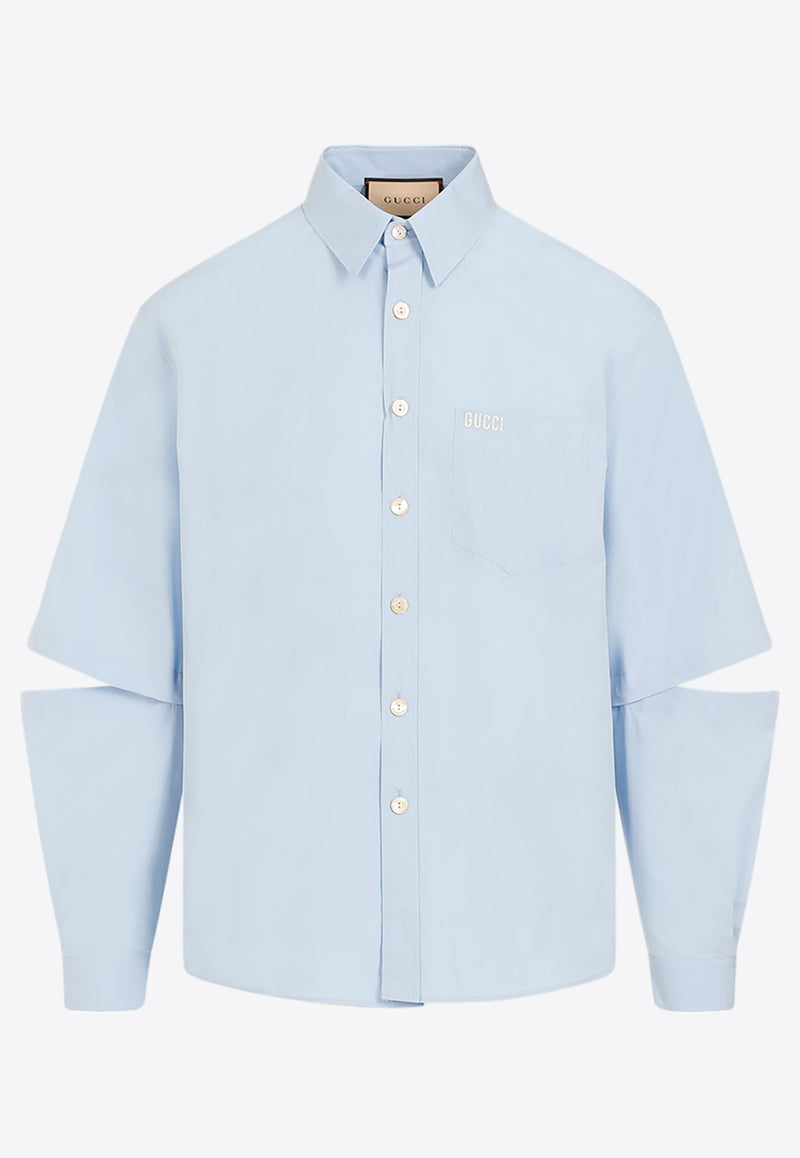 Logo-Embroidered Cut-Out Shirt