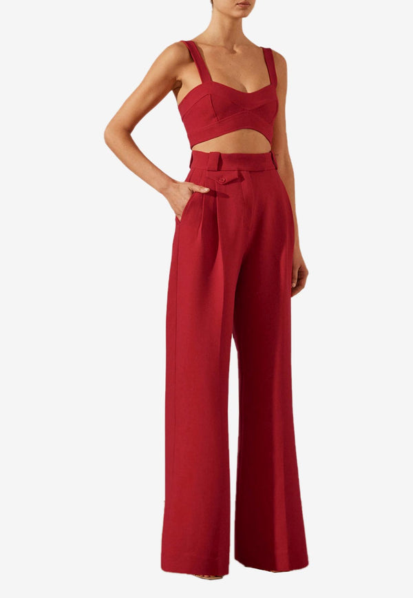Shona Joy Irena High-Waisted Tailored Pants Red 232029RED