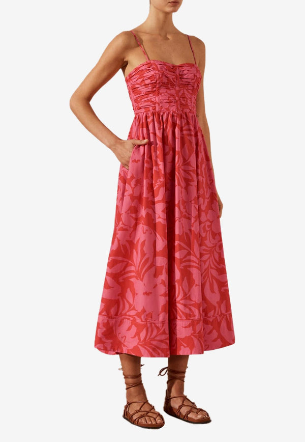 Shona Joy Antonia Floral Midi Dress Red 232082RED MULTI