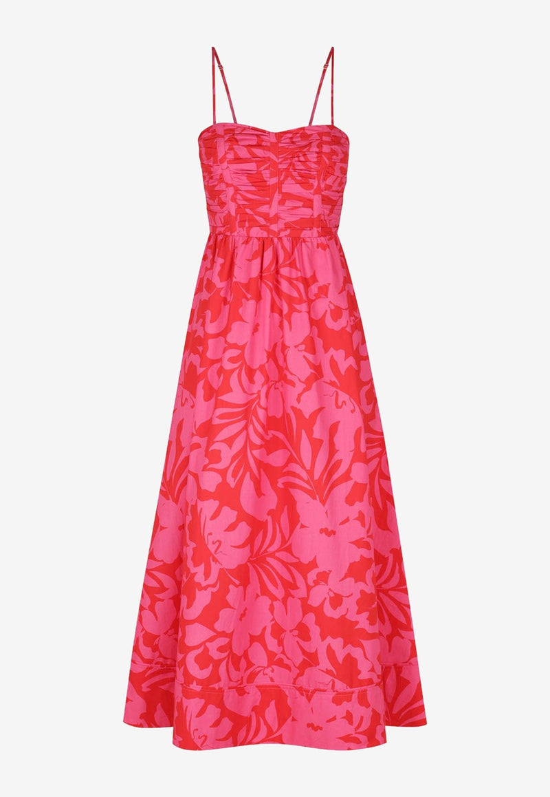 Shona Joy Antonia Floral Midi Dress Red 232082RED MULTI