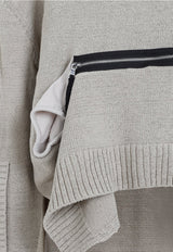Deconstructed Zip-Pocket Knitted Sweater