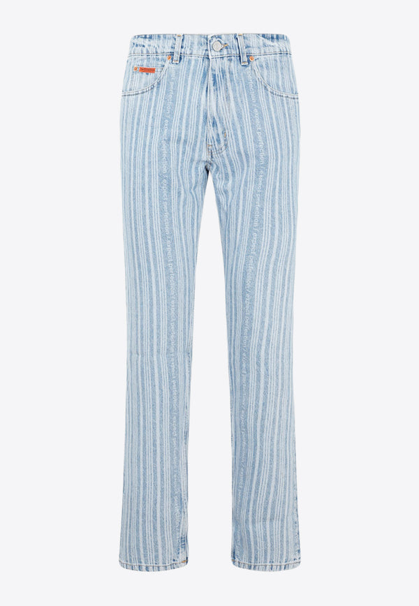 Striped Straight-Leg Jeans