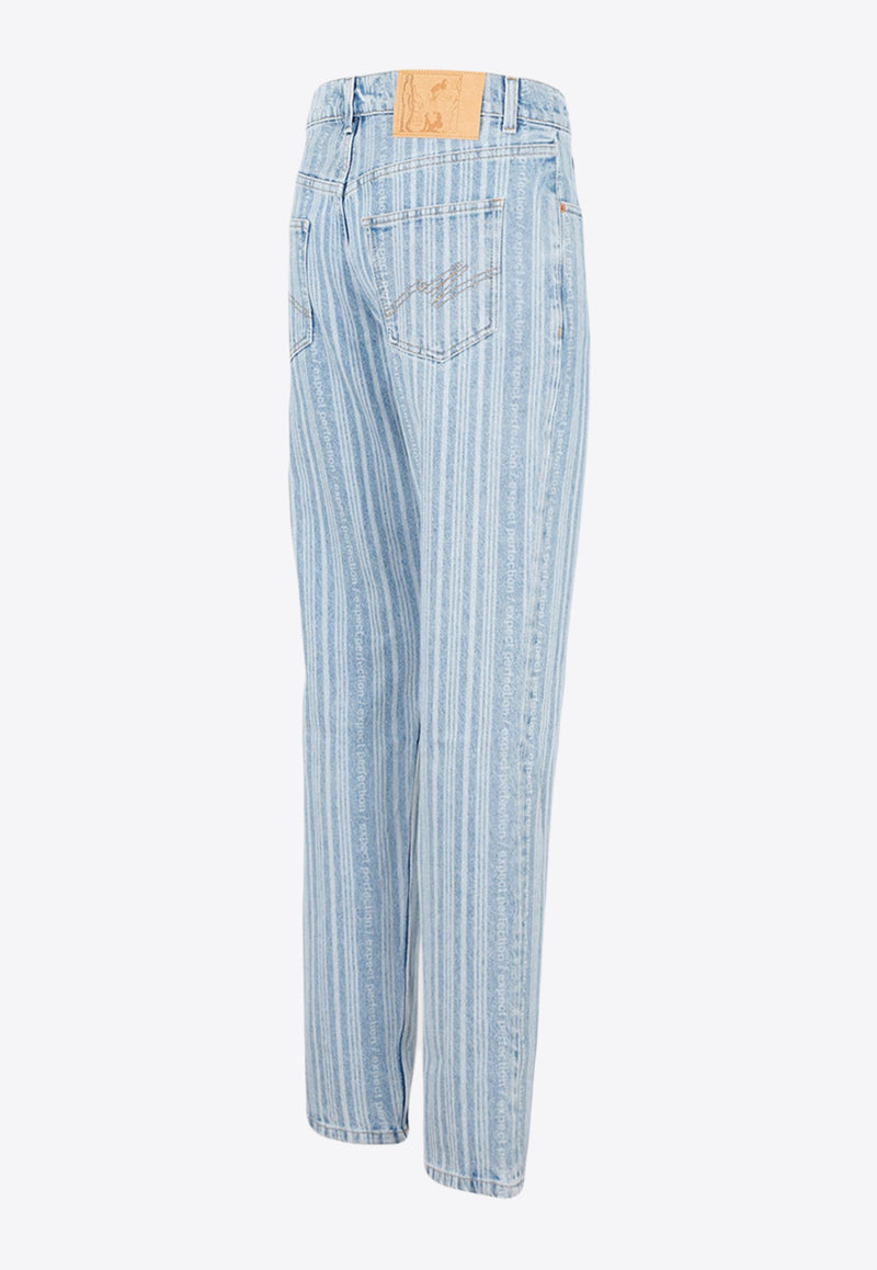 Striped Straight-Leg Jeans