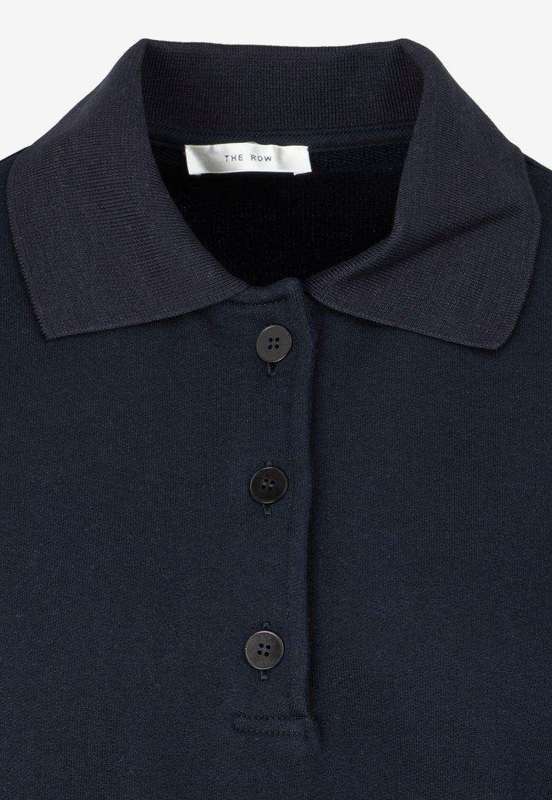 The Row Corzas Long Sleeves Cotton Polo T shirt  5748.K290 DRN DARK NAVY