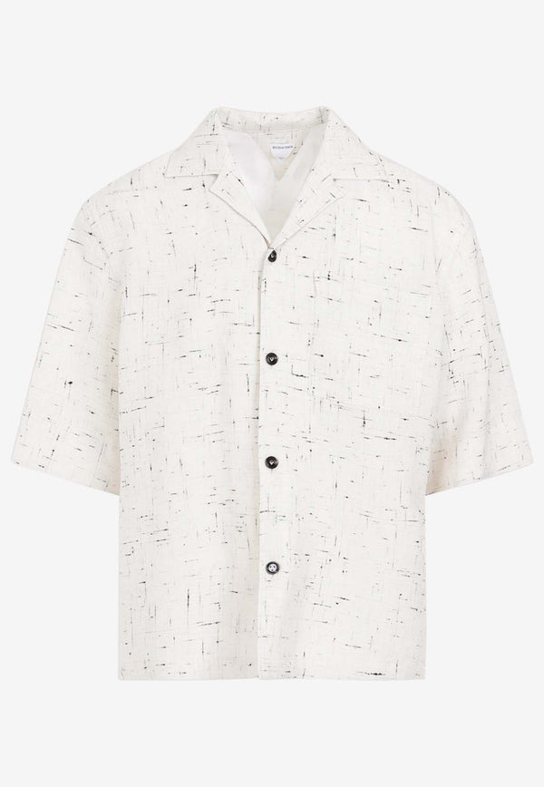 Criss-Cross Short-Sleeved Bowling Shirt in Silk Blend
