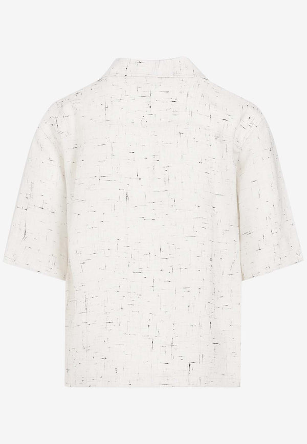 Criss-Cross Short-Sleeved Bowling Shirt in Silk Blend