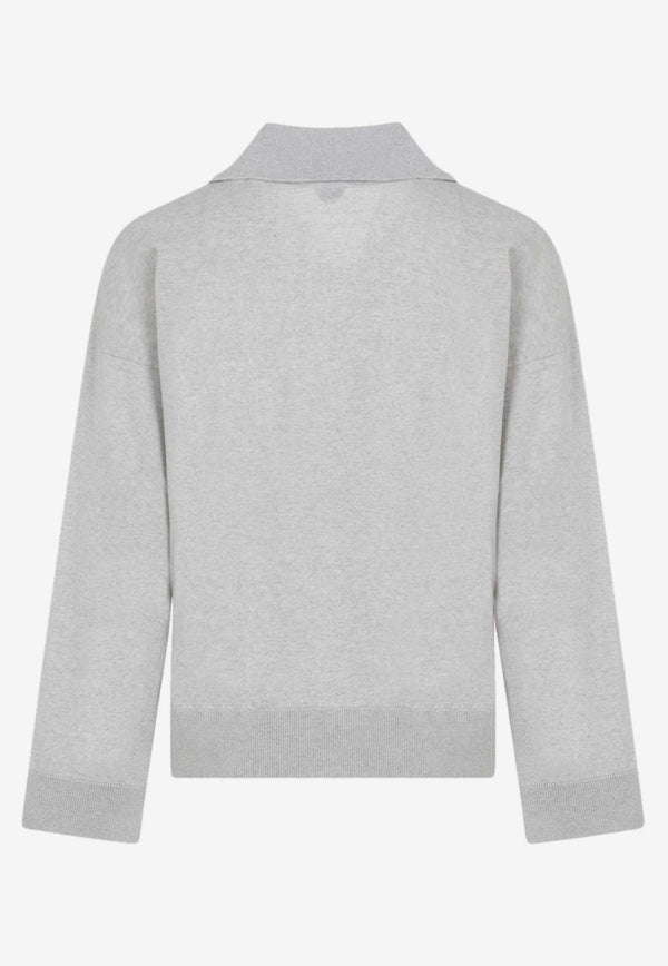 V-neck Wool Polo Sweater