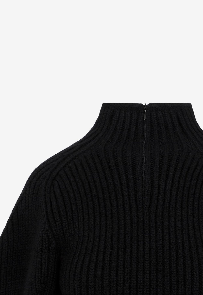 High Neck Rib-Knit Sweater