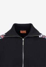 Chevron-Panel Zip-Up Sweatshirt