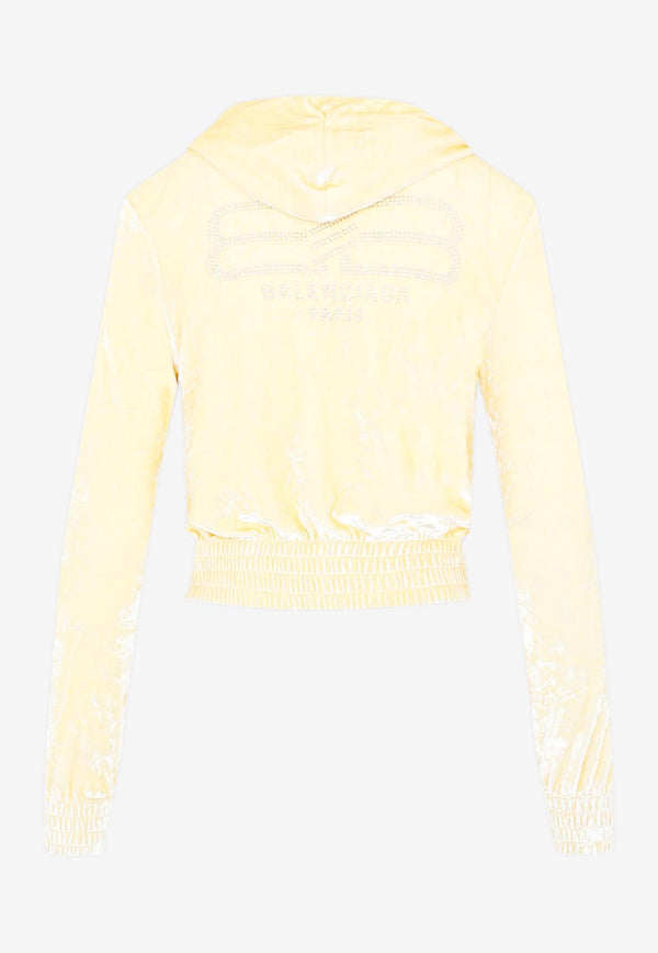 Velvet Zip-Up Hooded Sweatshirt