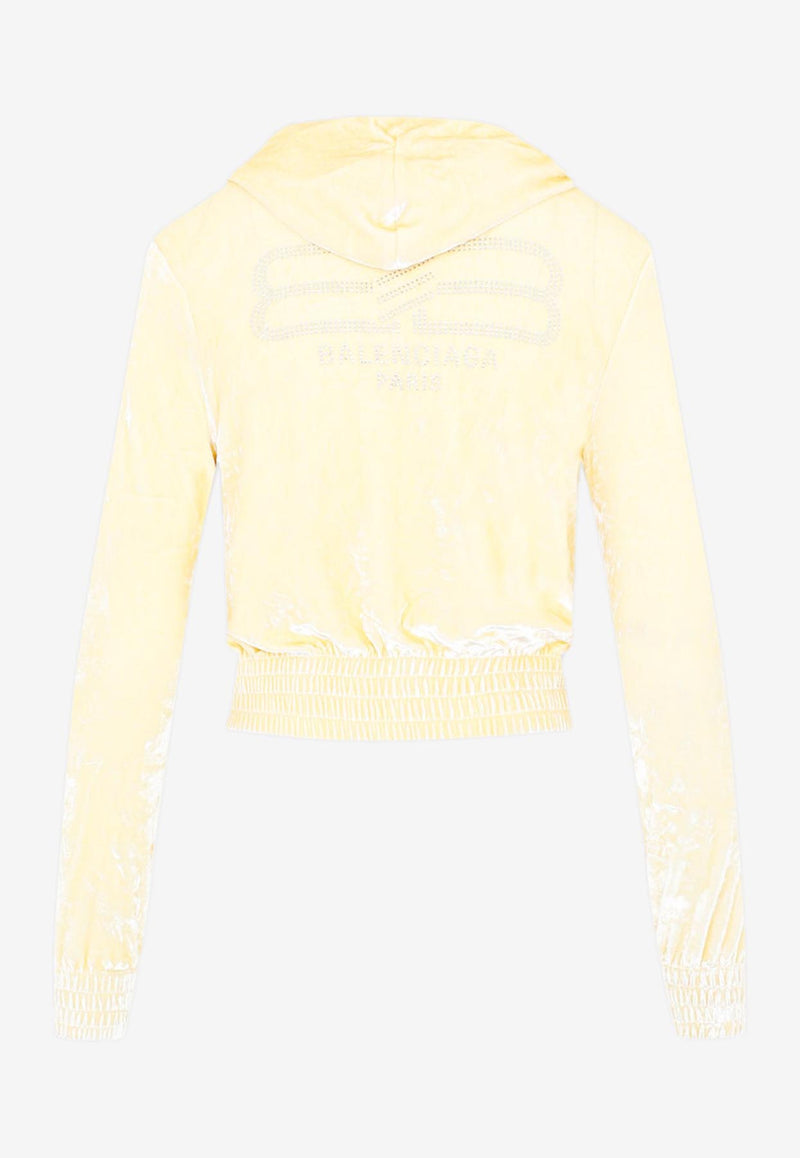 Velvet Zip-Up Hooded Sweatshirt
