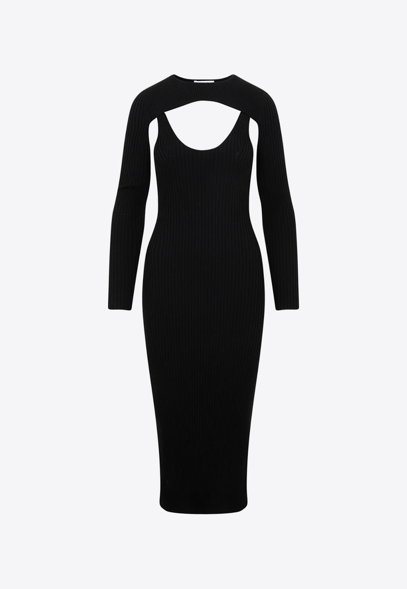 Knitted Midi Dress with Cut-Outs