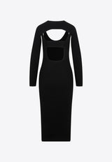 Knitted Midi Dress with Cut-Outs
