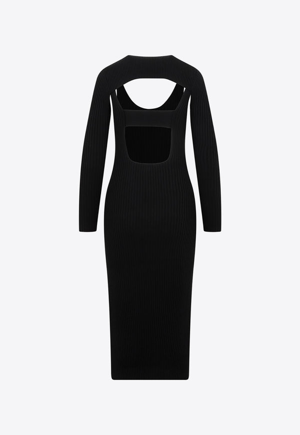 Knitted Midi Dress with Cut-Outs