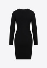 Knitted Knee-Length Dress with Cut-Outs