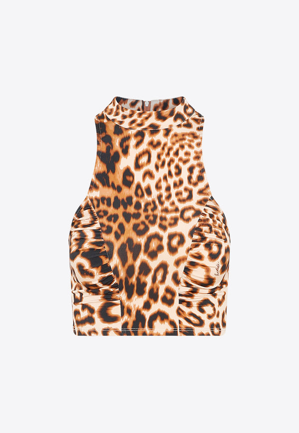 Leopard Print Cropped Tank Top