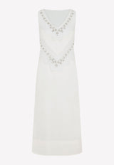 Simone Rocha Pearl Embellished Sleeveless Midi Dress 42481163468981 7159BF.0514 CREAM IVORY
