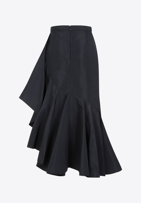 Asymmetric Ruffled Midi Skirt