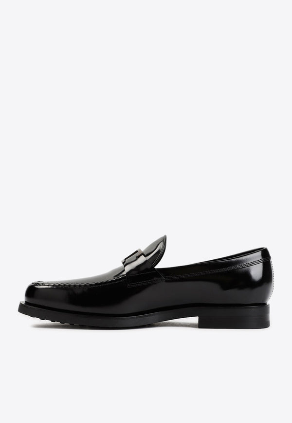 T-Strap Leather Loafers