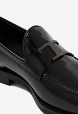 حذاء بدون كعب من الجلد بشريط على شكل حرف T