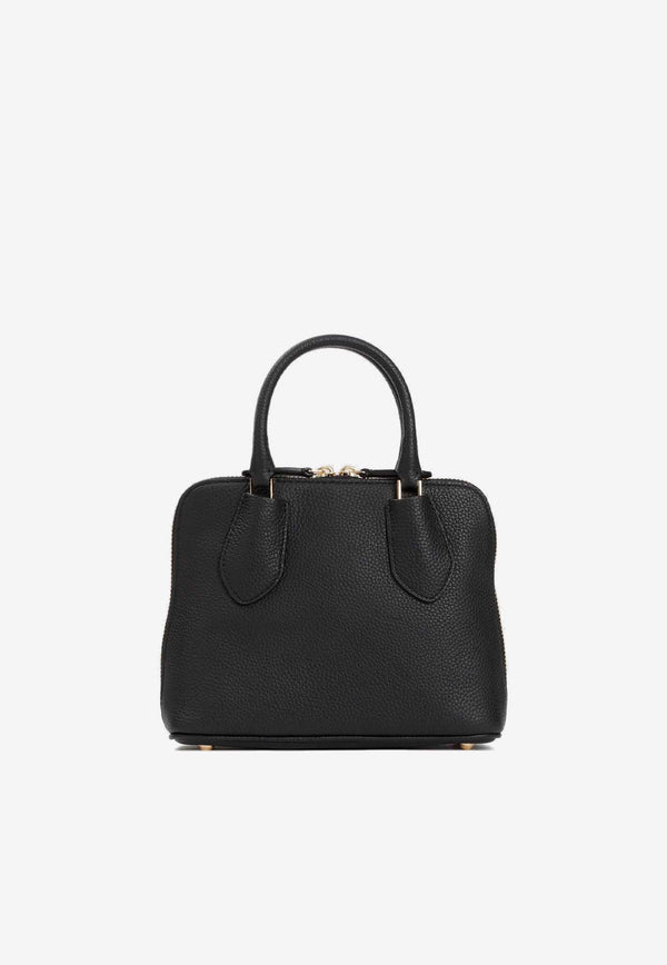 Mini Swing Top Handle Bag in Grained Leather