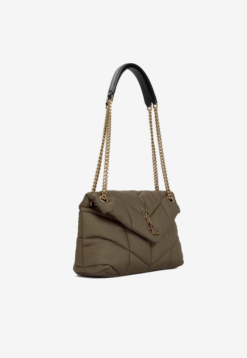 Small Puffer Shoulder Bag in Quilted Tech Fabric