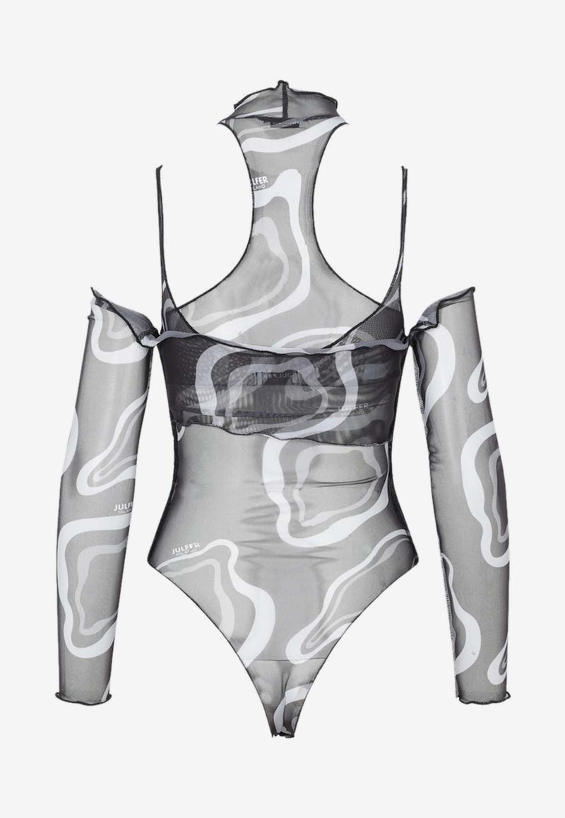 Janet Printed Mesh Bodysuit